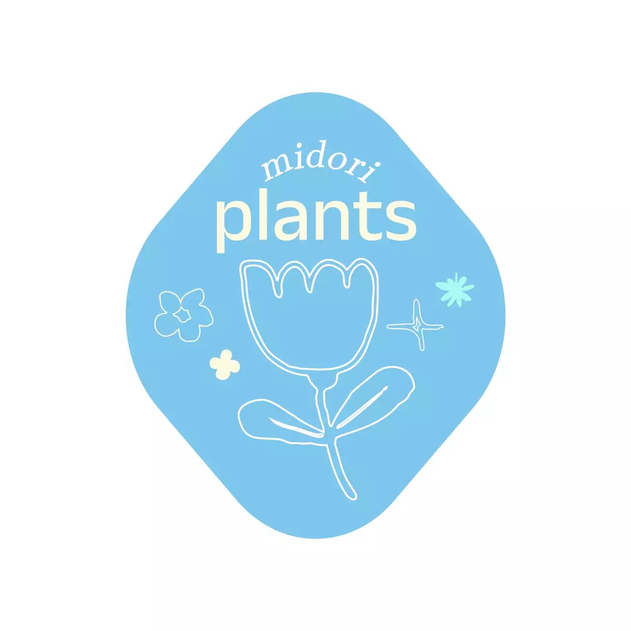 노란색과 하늘색의 감성적인 식물원 꽃 일러스트 굿즈