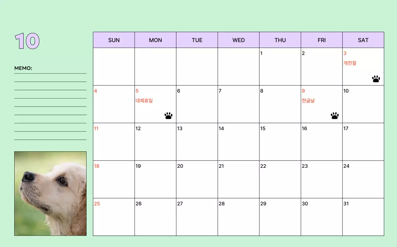 노랑 아기자기한 달력 홍보