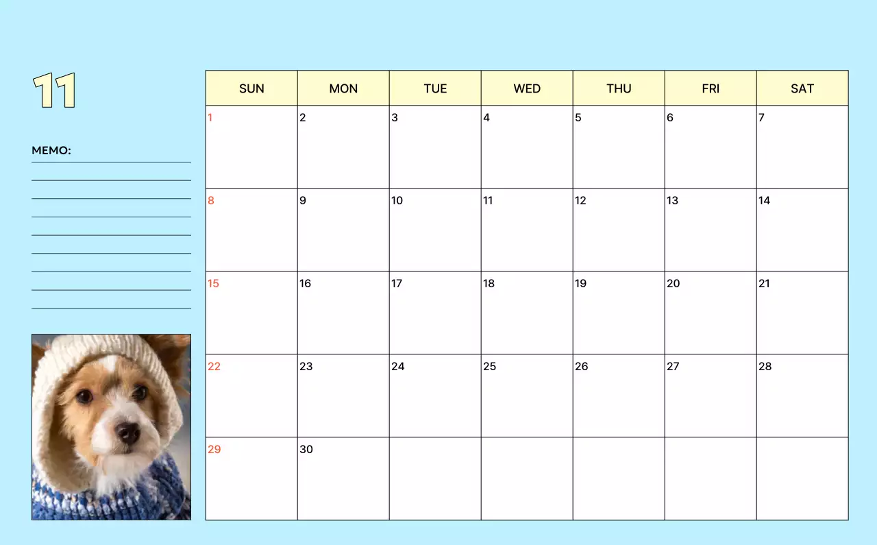 노랑 아기자기한 달력 홍보