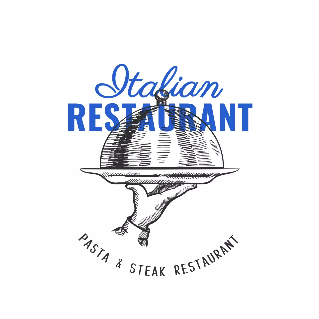 스케치 일러스트의 레스토랑 타이포그래피 컨셉