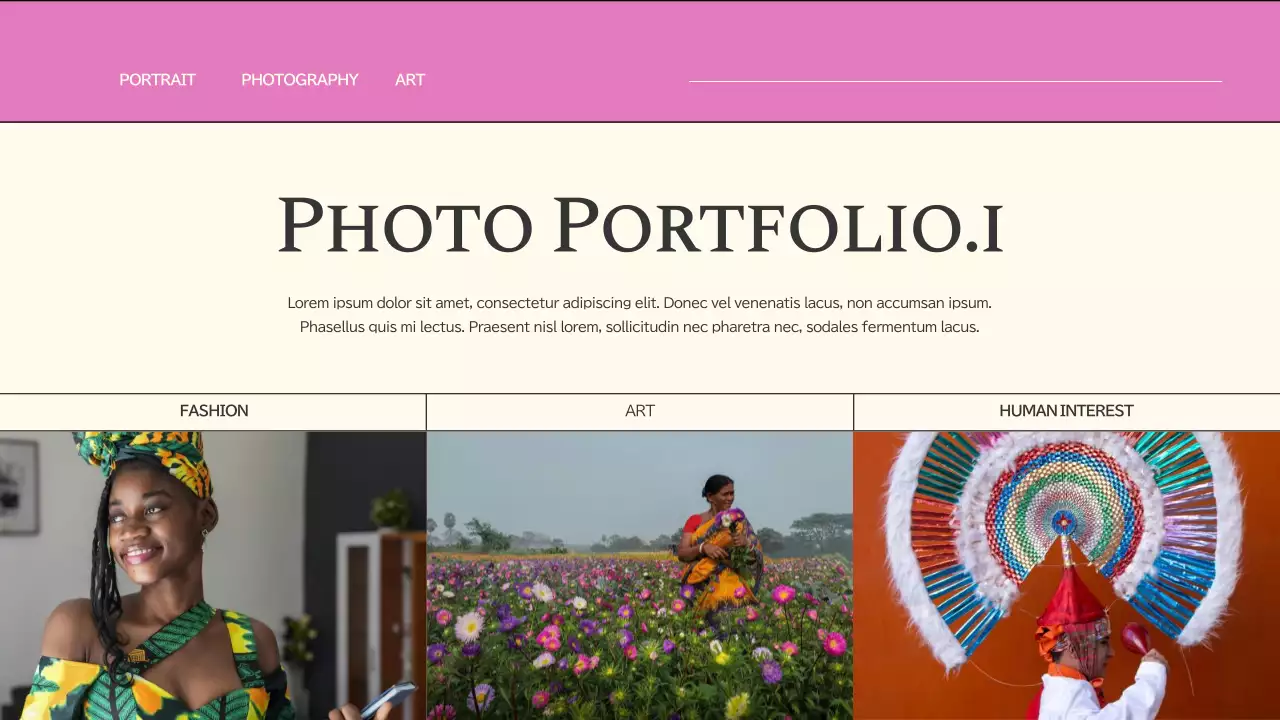 Pink Trendy Photography Portfolio Presentation