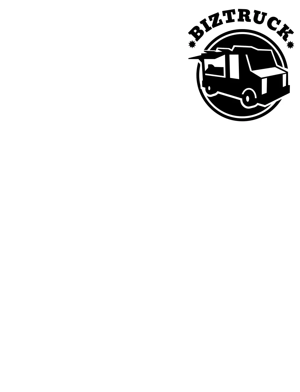 검정색의 단순한 트럭 일러스트 로고가 있는 푸드트럭 컨셉