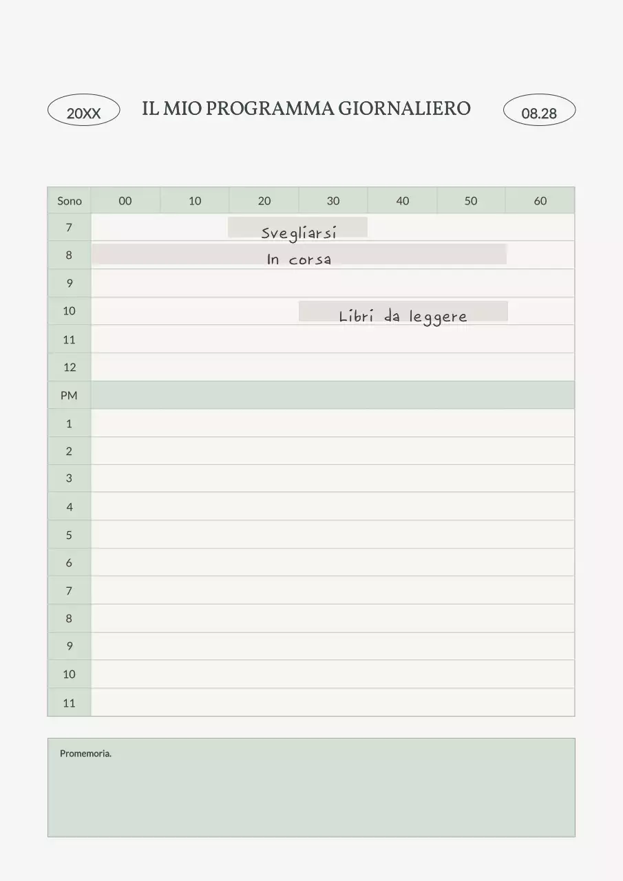 Planner semplice beige verde