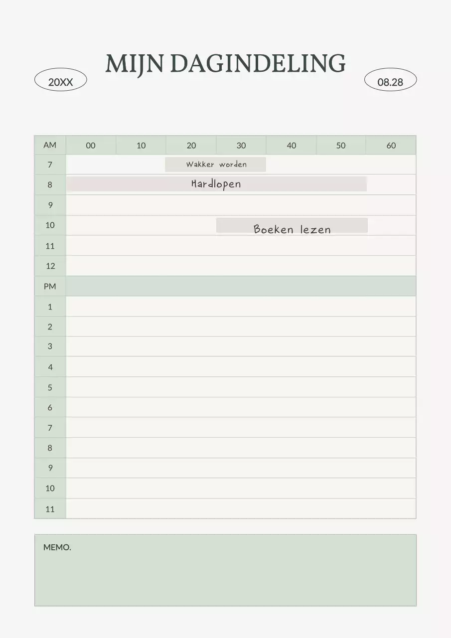 Beige Groene Eenvoudige Schemaplanner