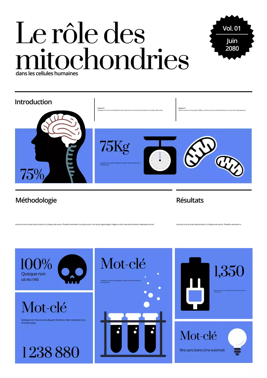 Affiche bleue moderne de rapport scientifique