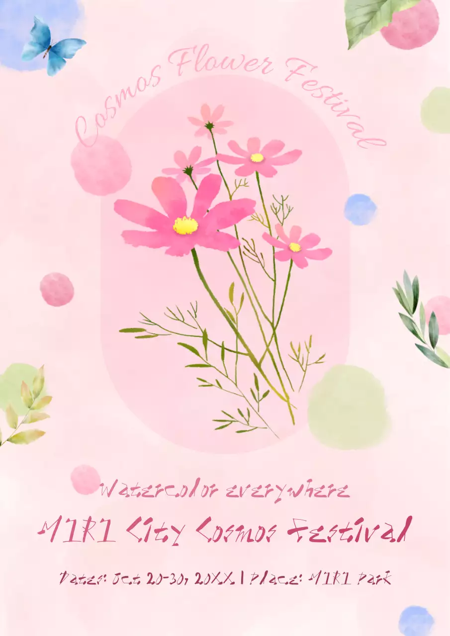 Pink Floral Festival Announcement Poster