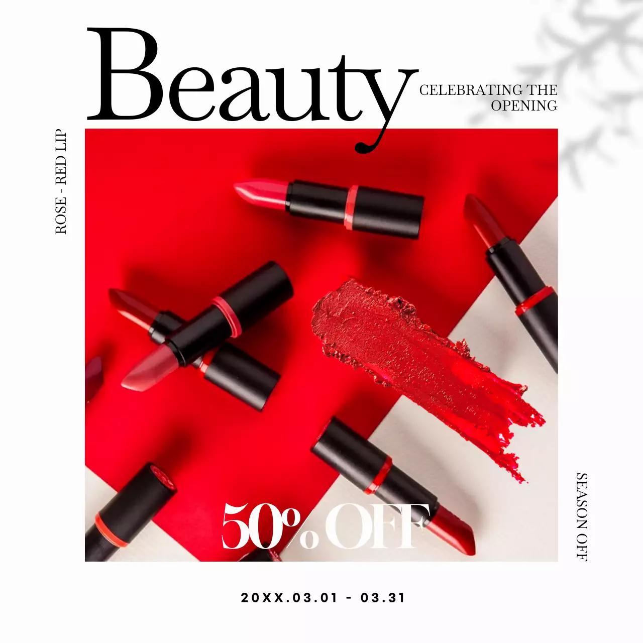 Red Modern Beauty Promotion Social Media Post