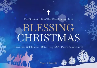 Blue Traditional Christmas Event Poster