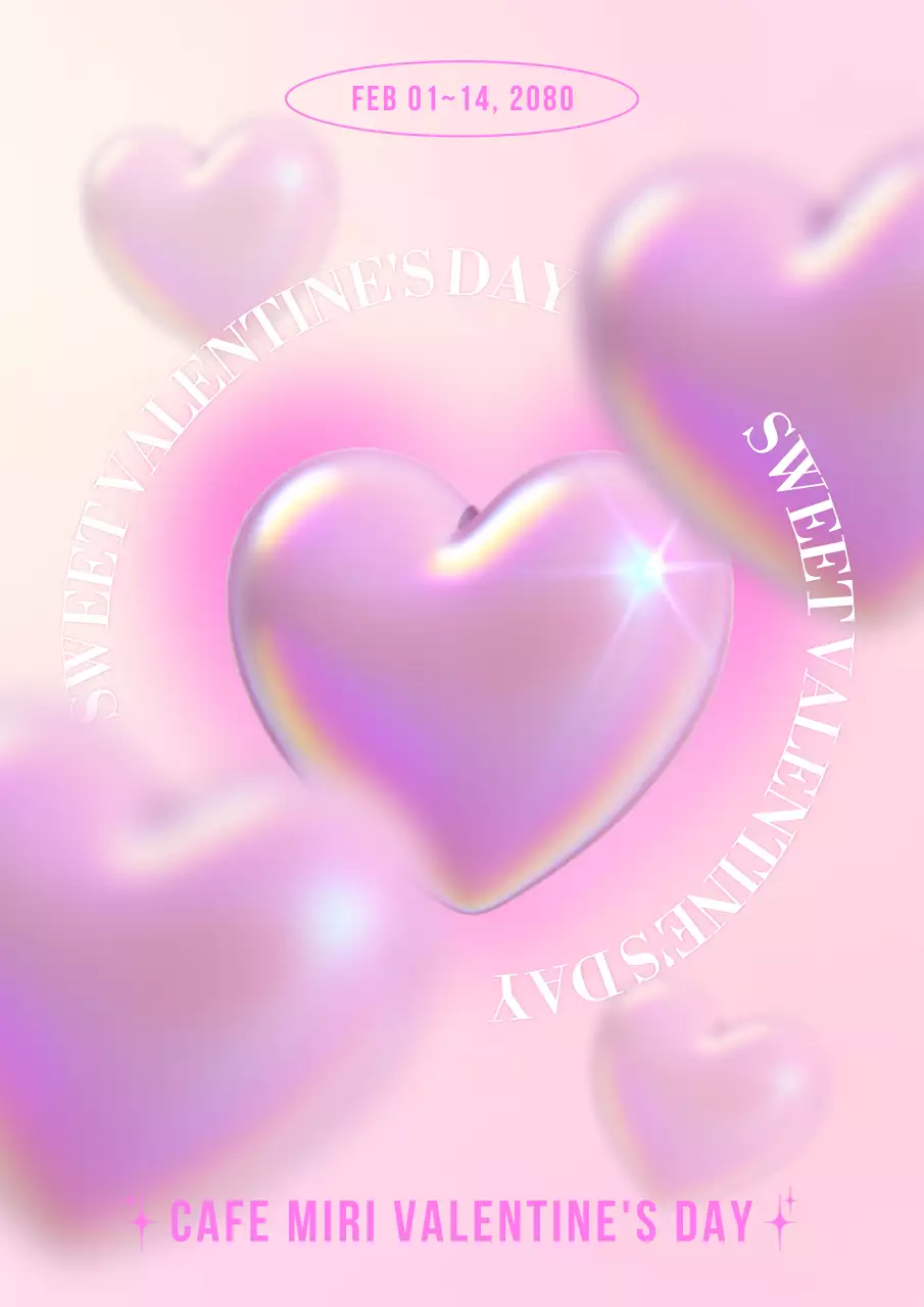 Promote your White Day event with pink 3D hearts