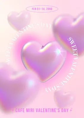 Promote your White Day event with pink 3D hearts