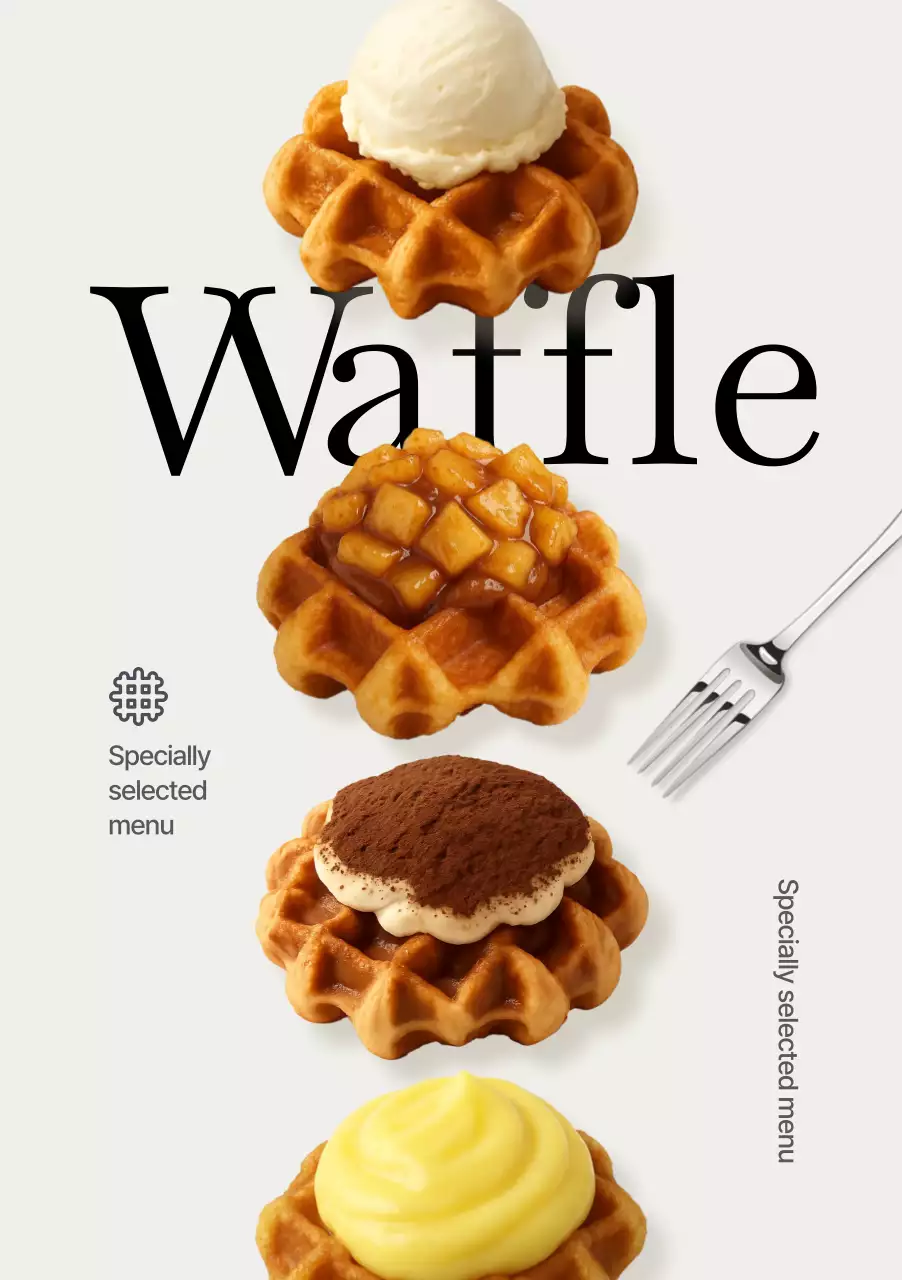와플 메뉴 포스터