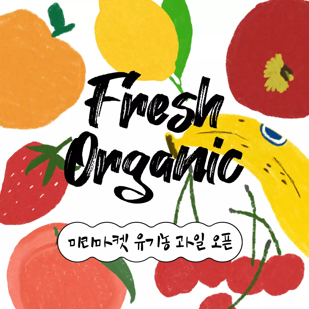 유기농 과일 일러스트 홍보물