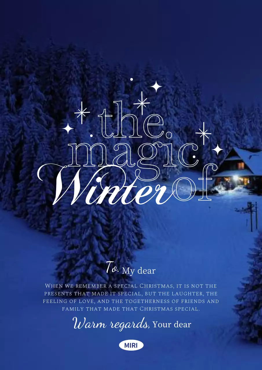 White and blue night sky winter Christmas sentiment vertical poster