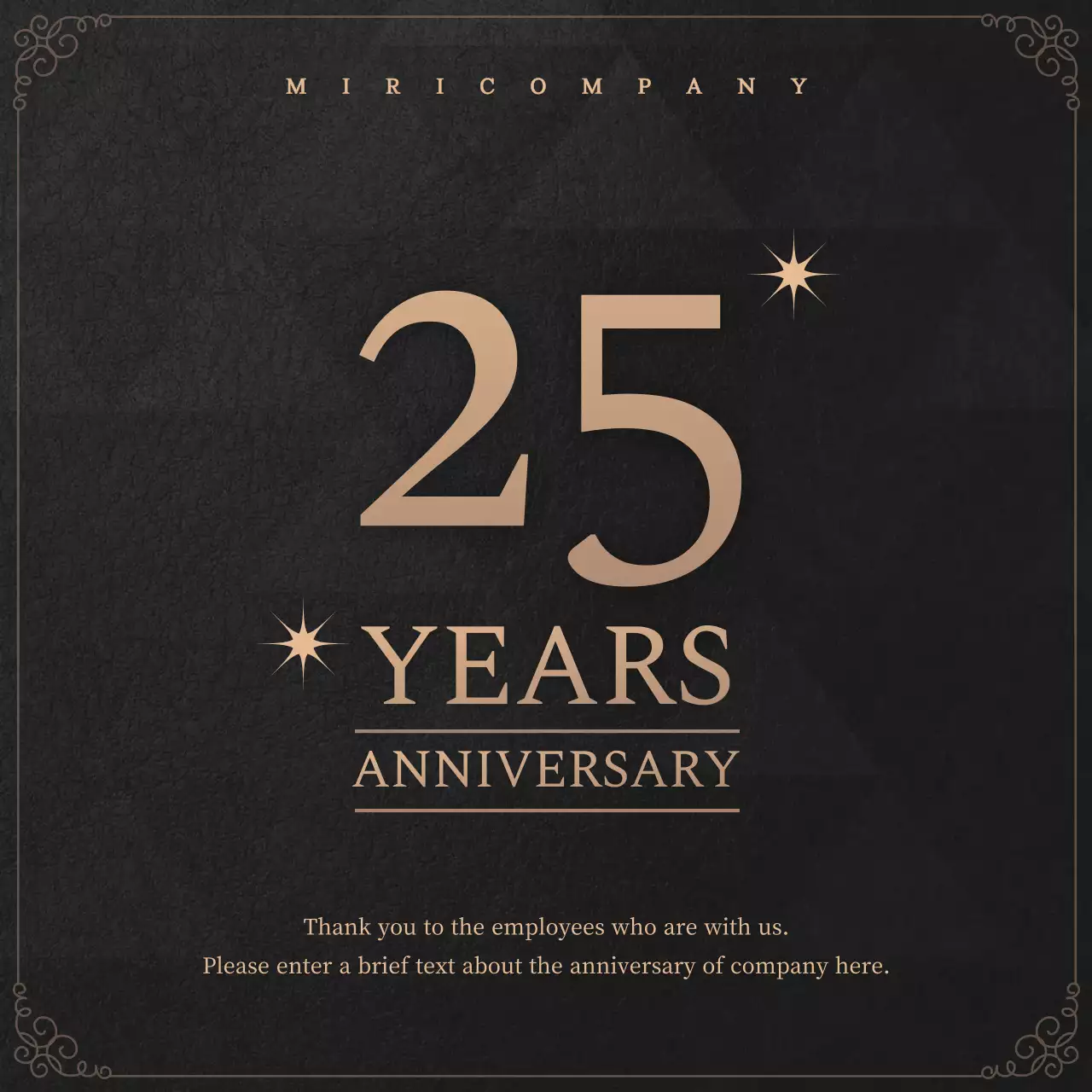 A simple company anniversary in black and gold