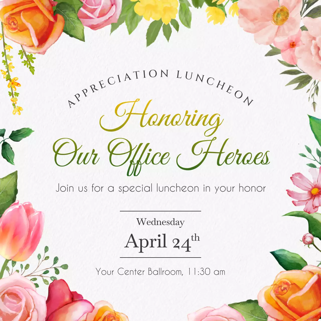 Colorful Elegant Luncheon Invitation Social Media Post