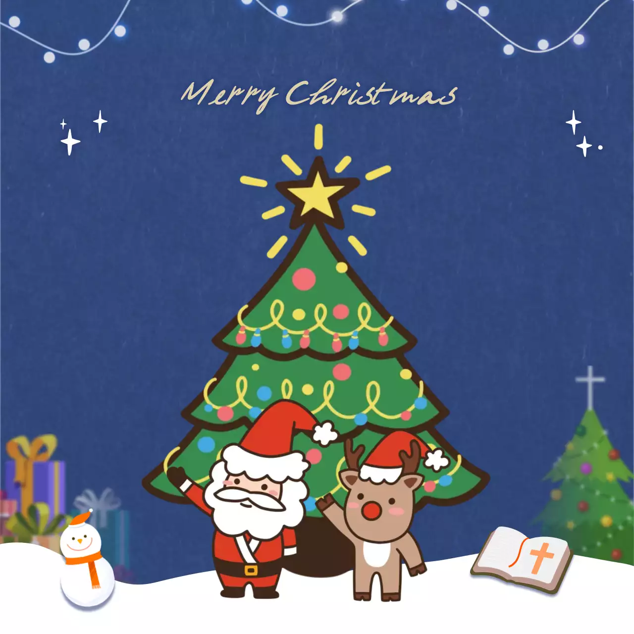 파랑 아기자기한 크리스마스 축제