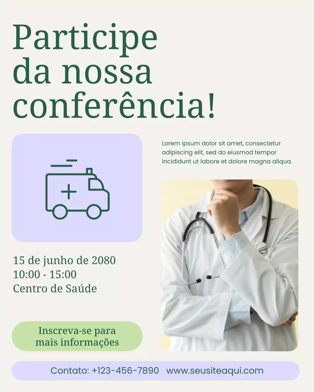 convite moderno de saúde bege