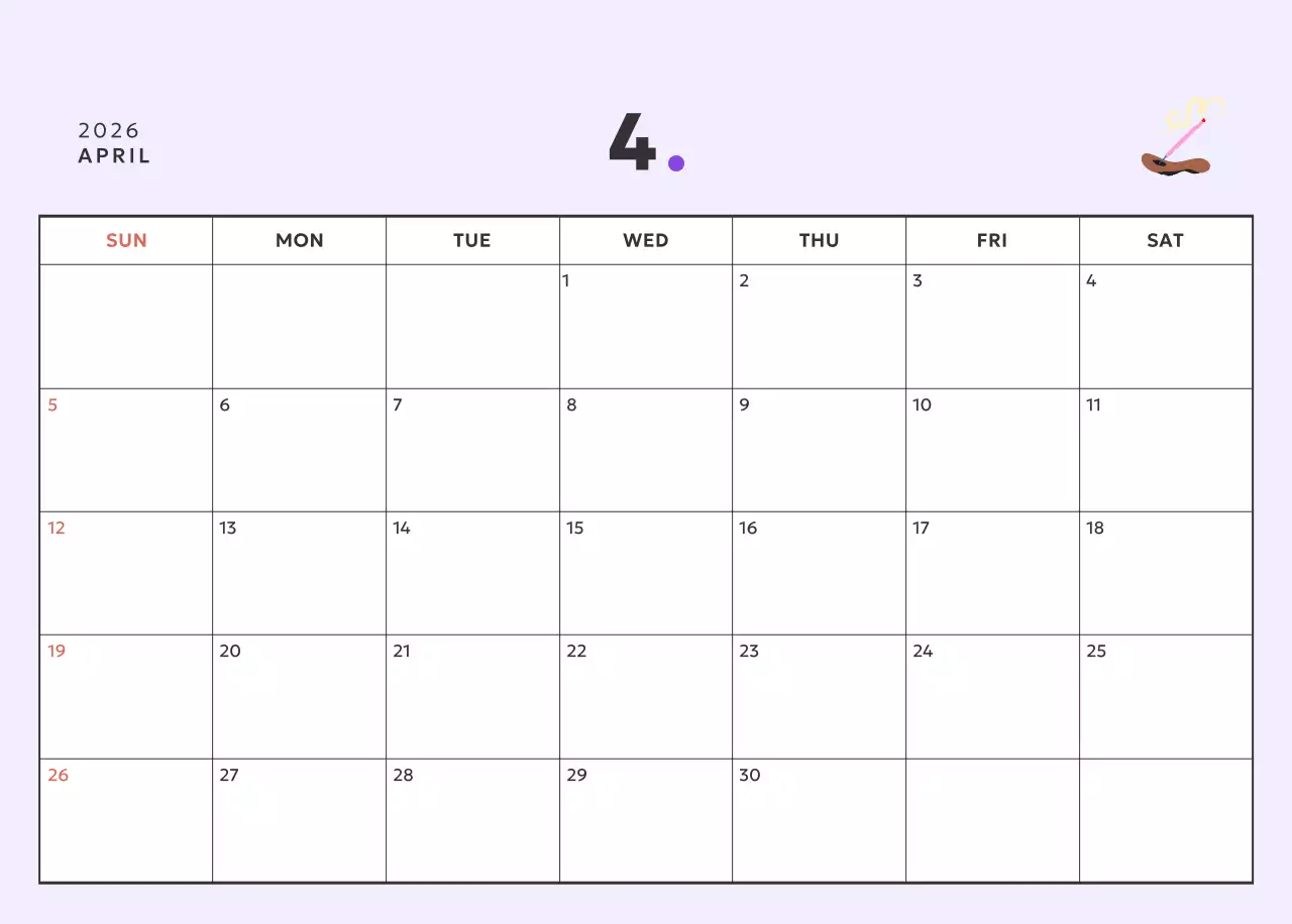 핑크 미니멀 캘린더
