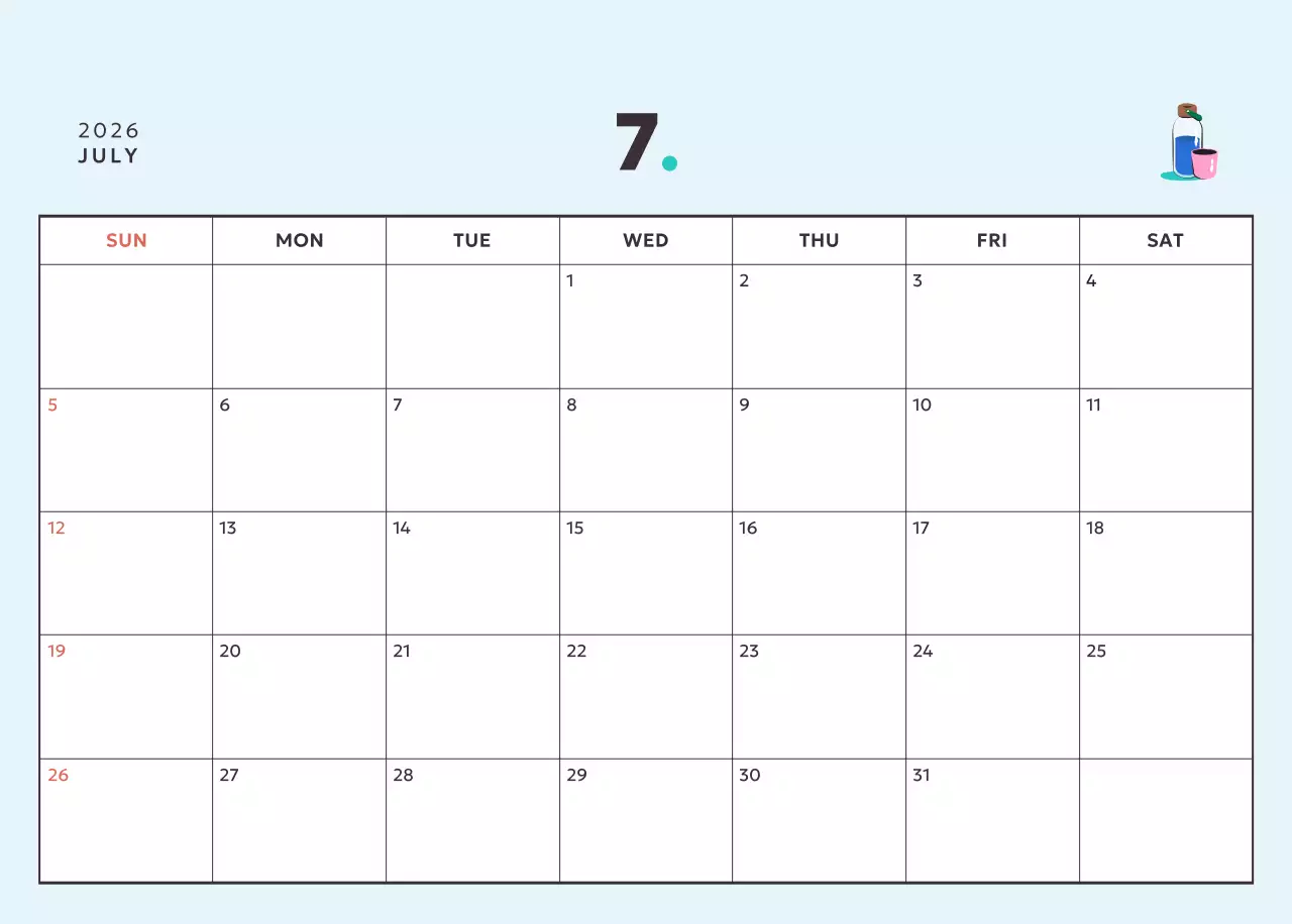 핑크 미니멀 캘린더