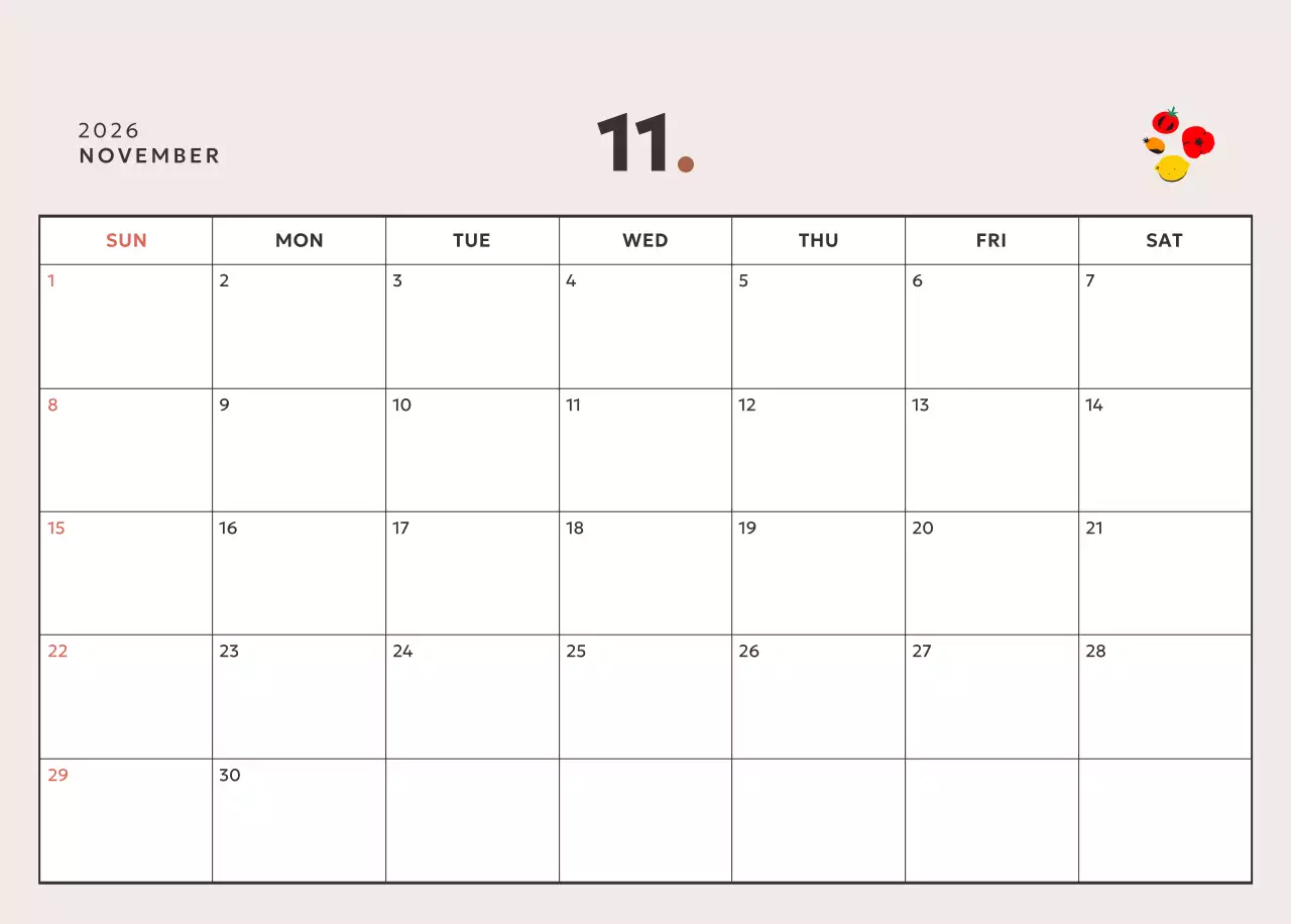 핑크 미니멀 캘린더