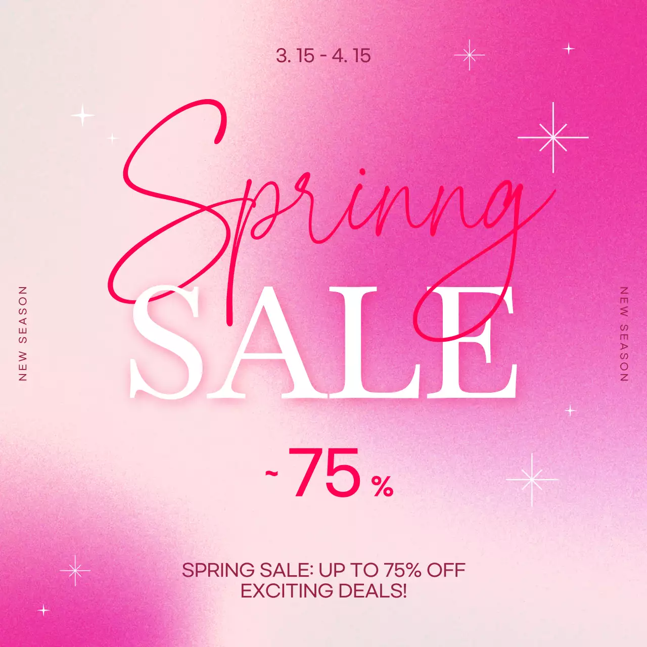 핑크색 그라데이션 테마의 봄맞이 할인 안내