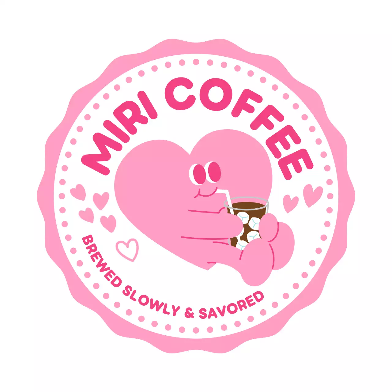 ピンク かわいい コーヒー ラベル キャラクター