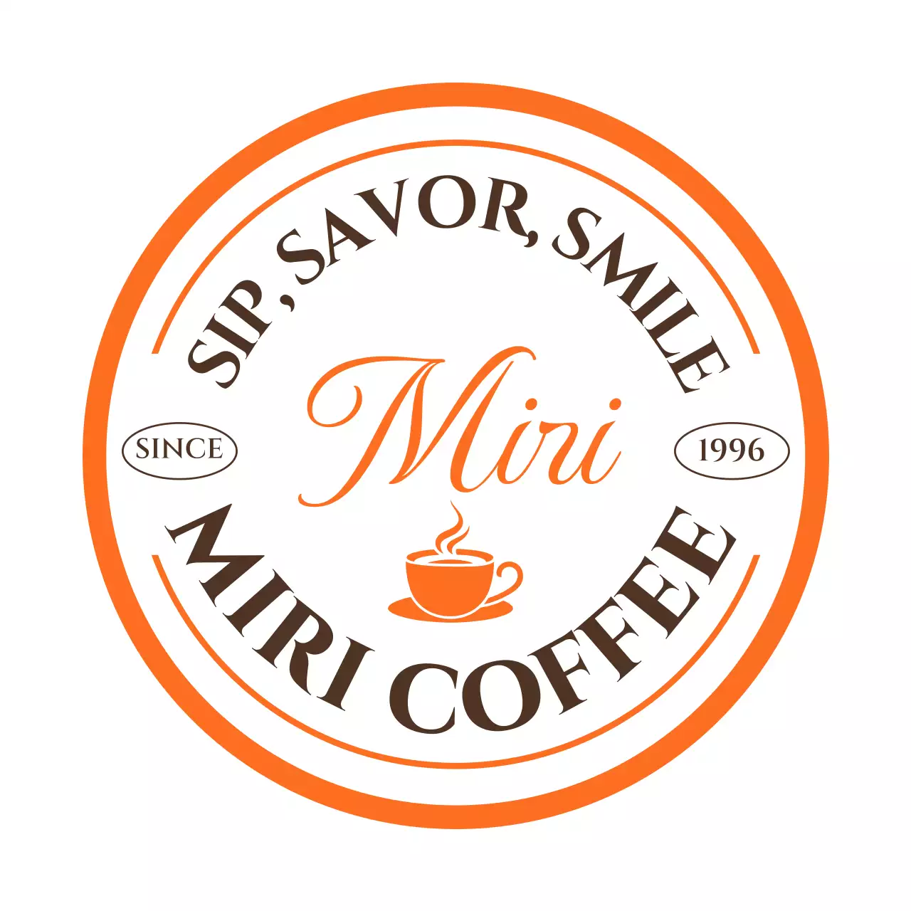 オレンジ クラシック コーヒー ロゴ テキスト