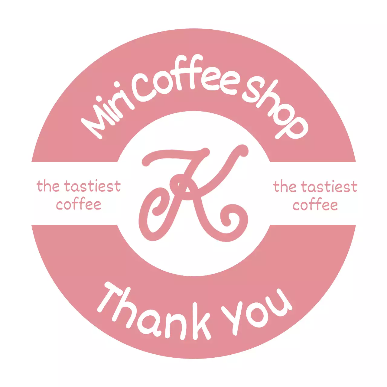 ピンク シンプル コーヒー ロゴ テキスト