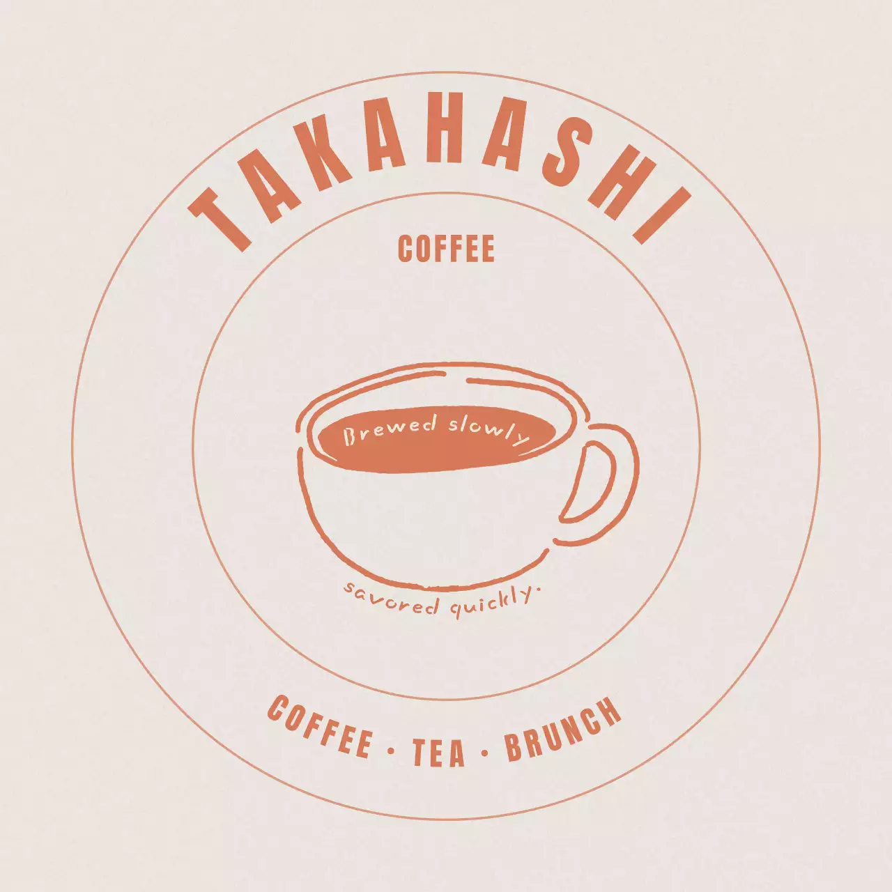 ベージュ オレンジ シンプル カフェ コースター イラストテキスト