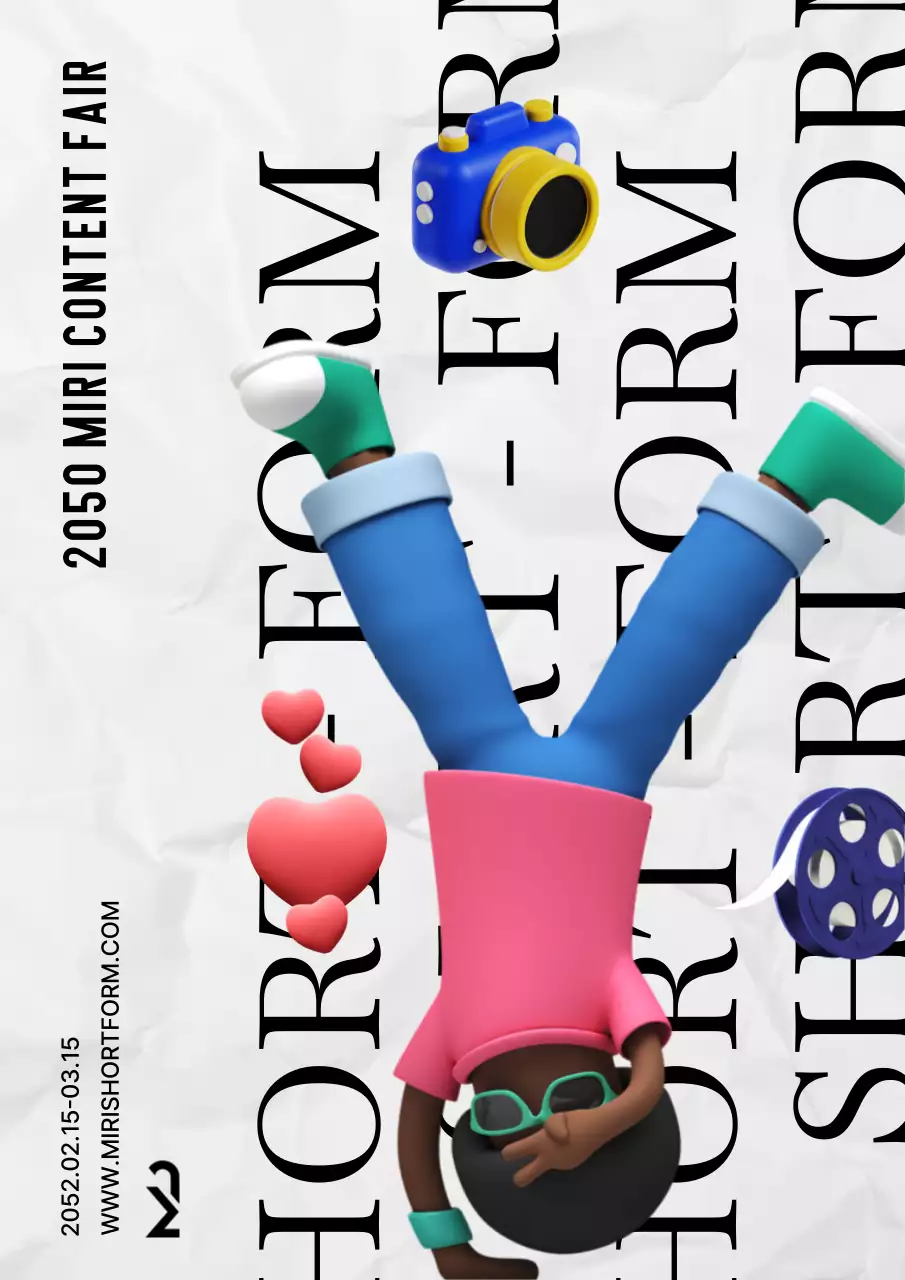 흰색과 검정색의 3d 캐릭터가 포함된 숏폼 공모전