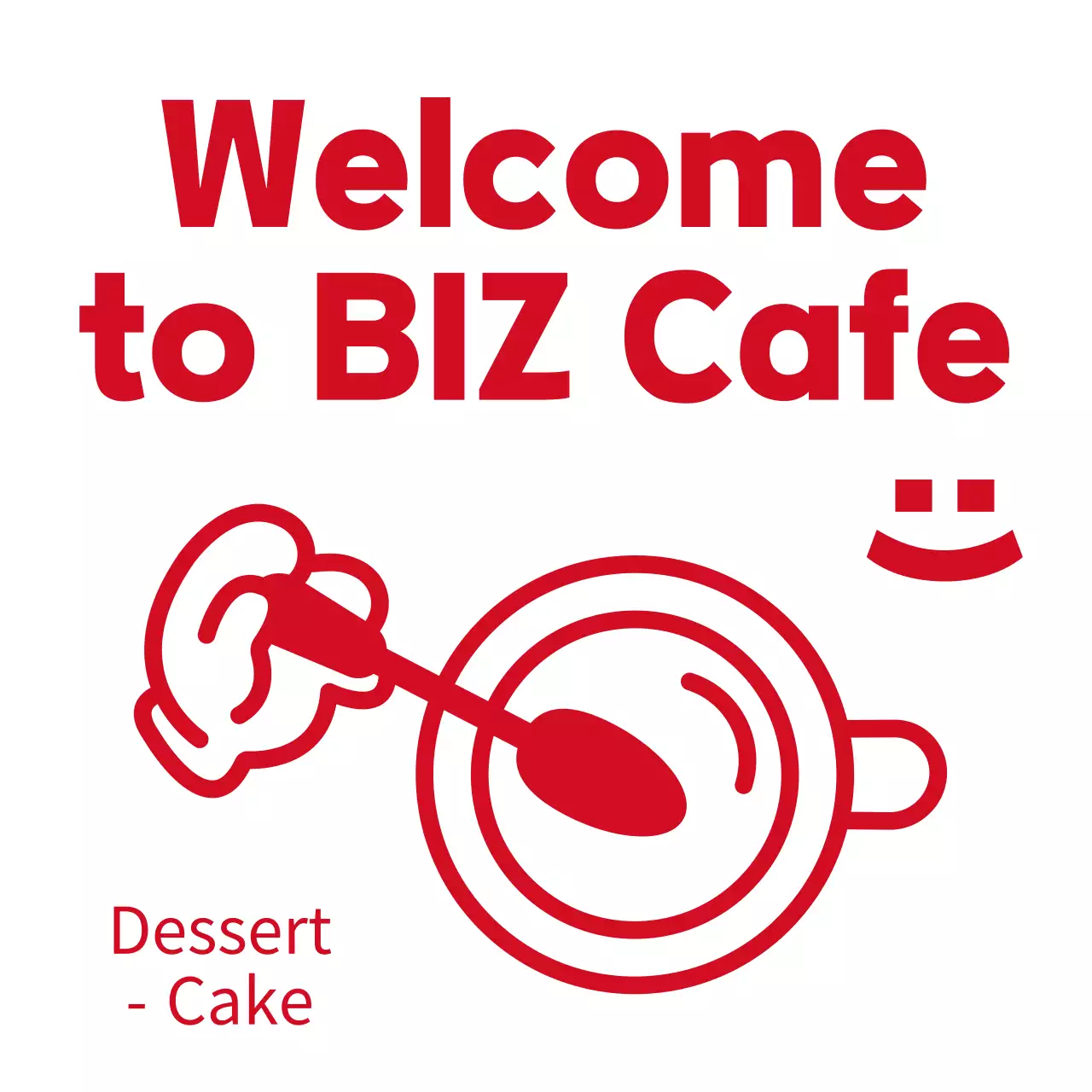 赤のシンプルで可愛いイラストとテキスト文言の組み合わせスタイルのカフェです。