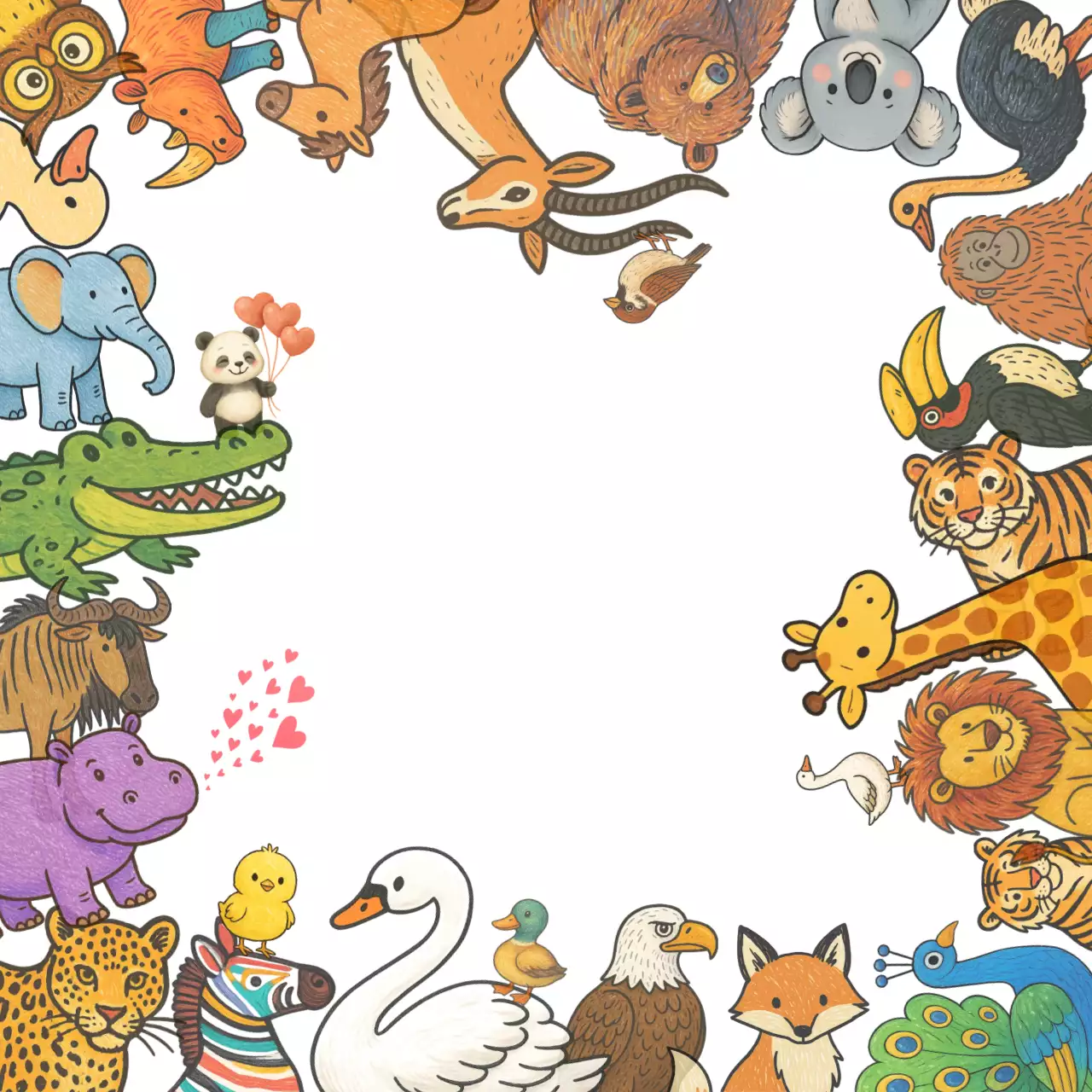 초록의 아기자기한 숲 속 친구들 포토프레임