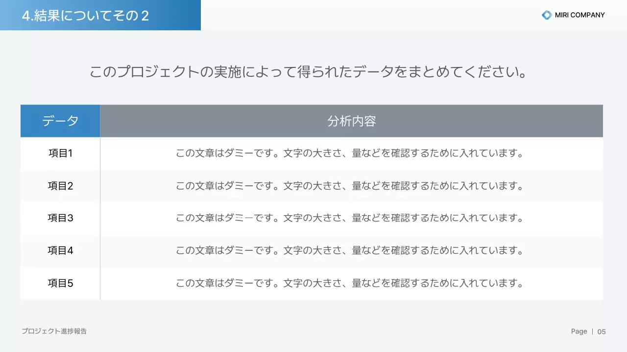 青 モダン ビジネス 報告書 プレゼンテーション