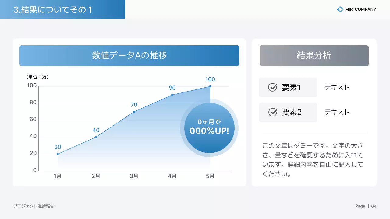 青 モダン ビジネス 報告書 プレゼンテーション