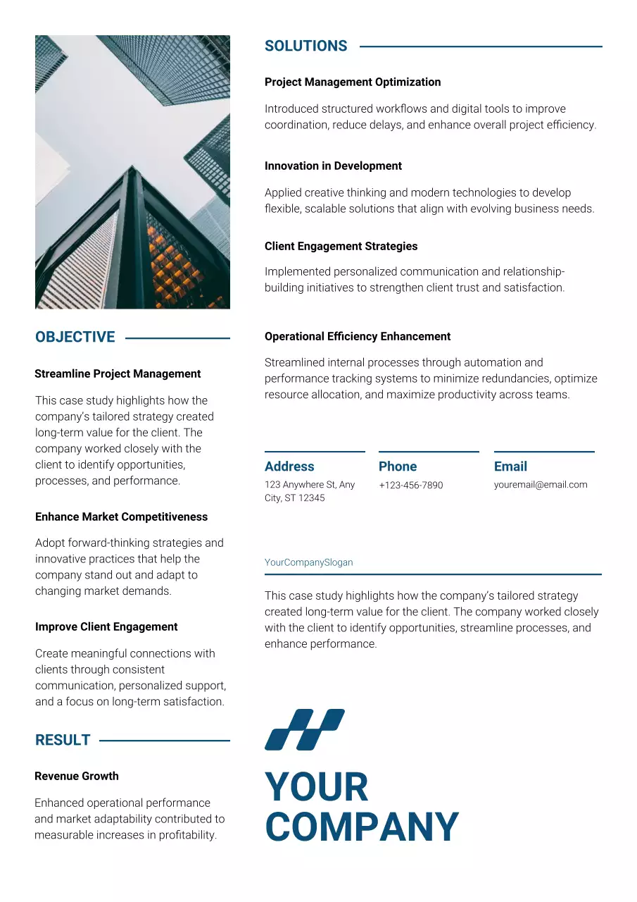 blue professional business case study document