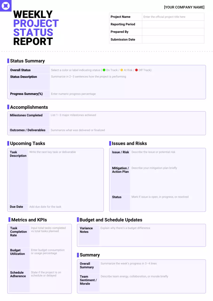 Weekly Status Report