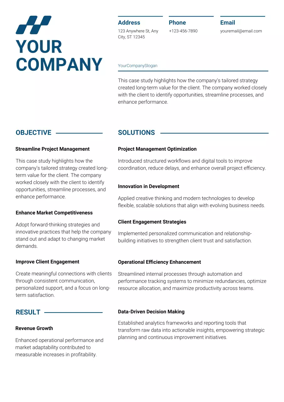 blue professional business case study