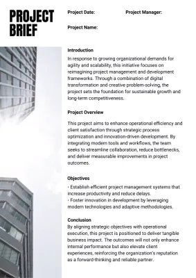 black modern project brief document