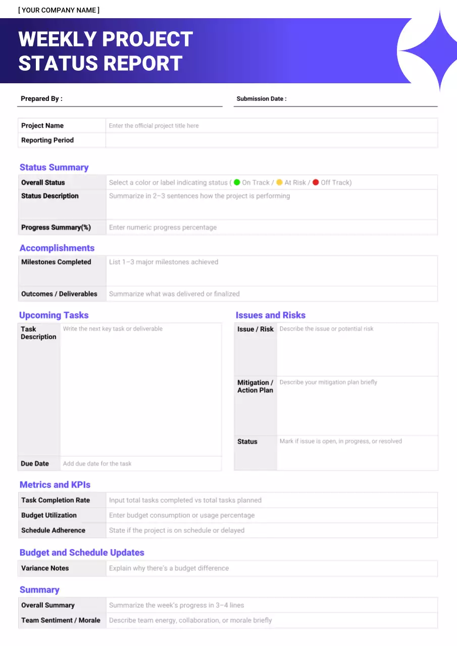Weekly Status Report