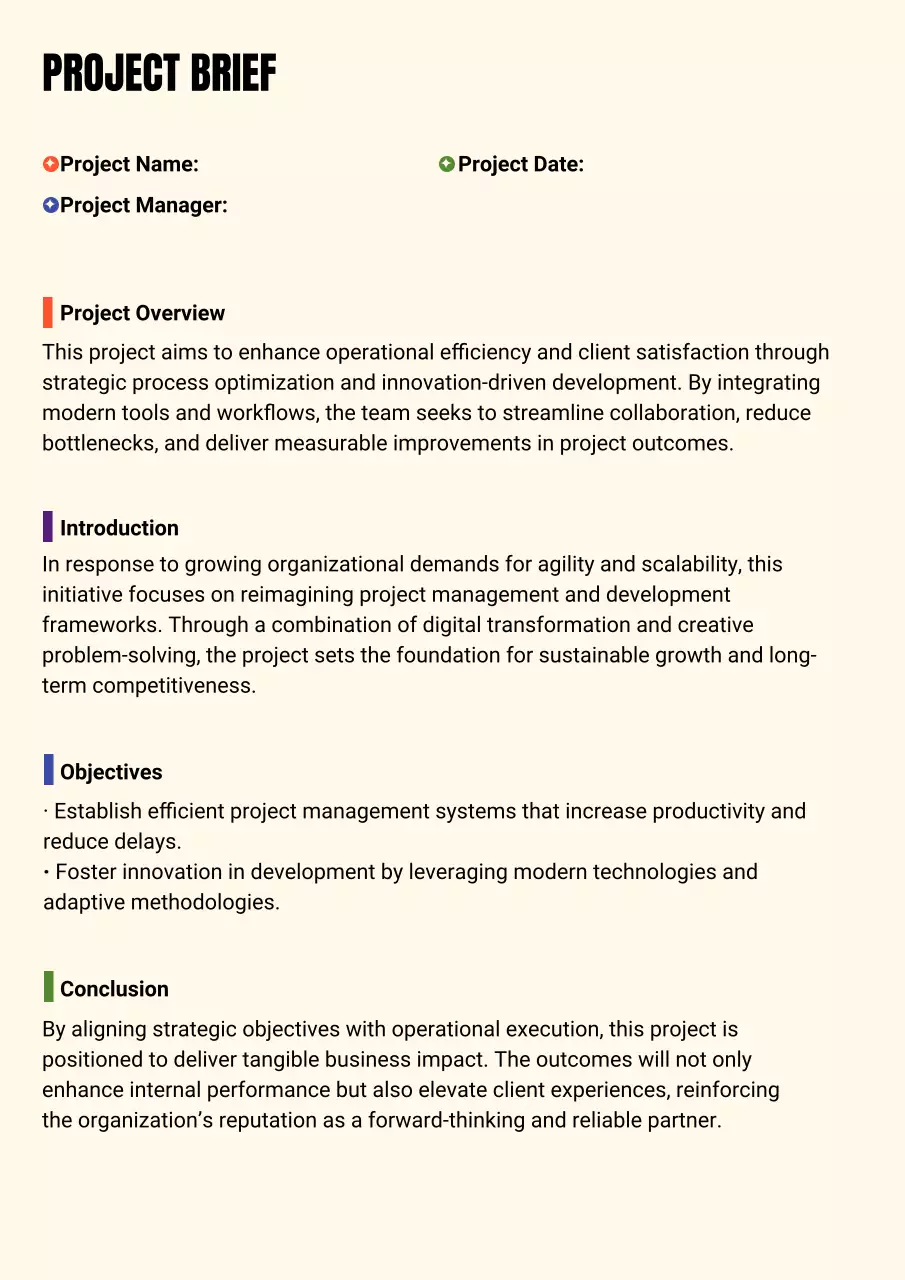 beige modern project brief