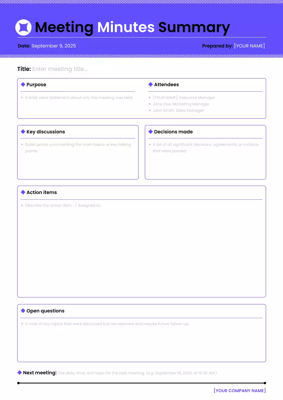 Meeting Minutes Summary