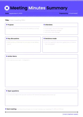 Meeting Minutes Summary