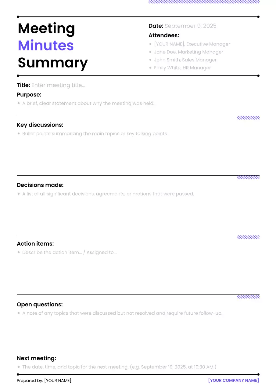 Meeting Minutes Summary