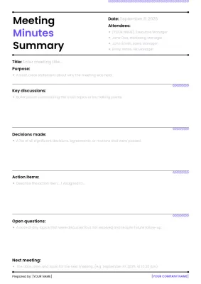 Meeting Minutes Summary