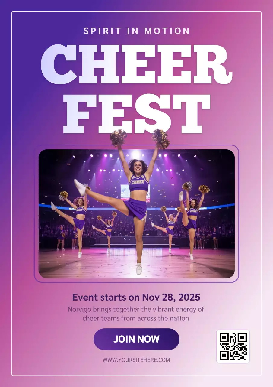 Purple Modern Cheerleading Announcement Poster