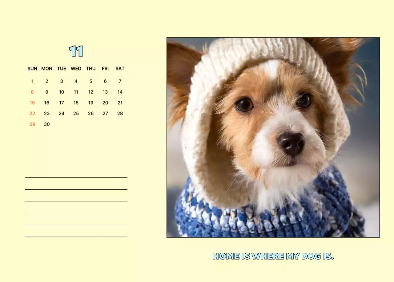 아이보리 아기자기한 강아지 달력
