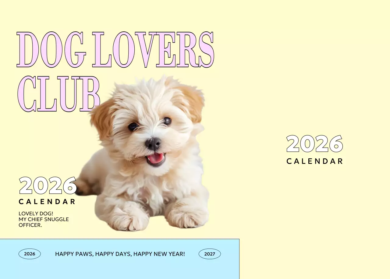 아이보리 아기자기한 강아지 달력
