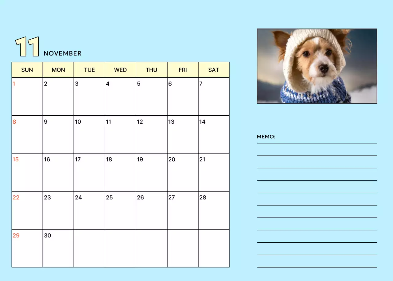 아이보리 아기자기한 강아지 달력