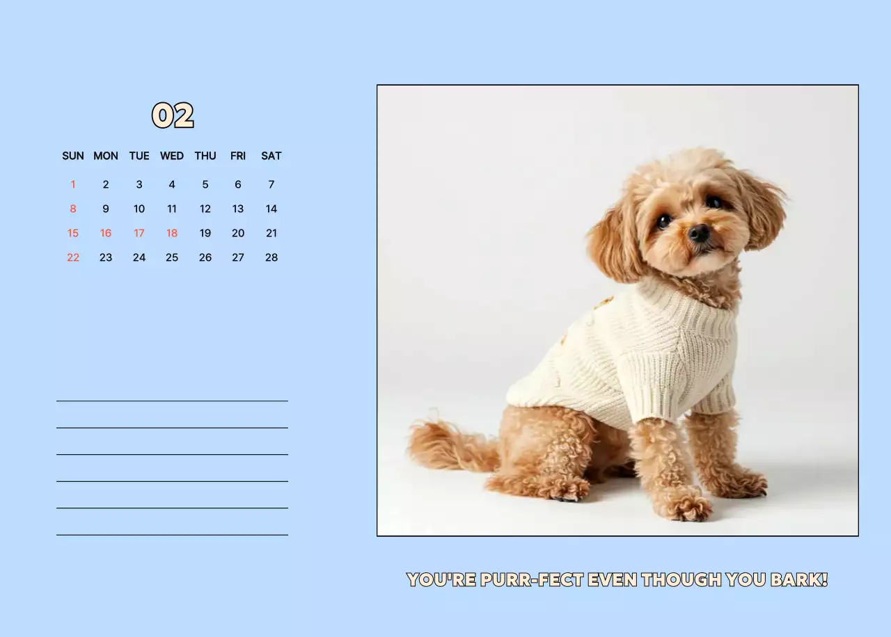 아이보리 아기자기한 강아지 달력