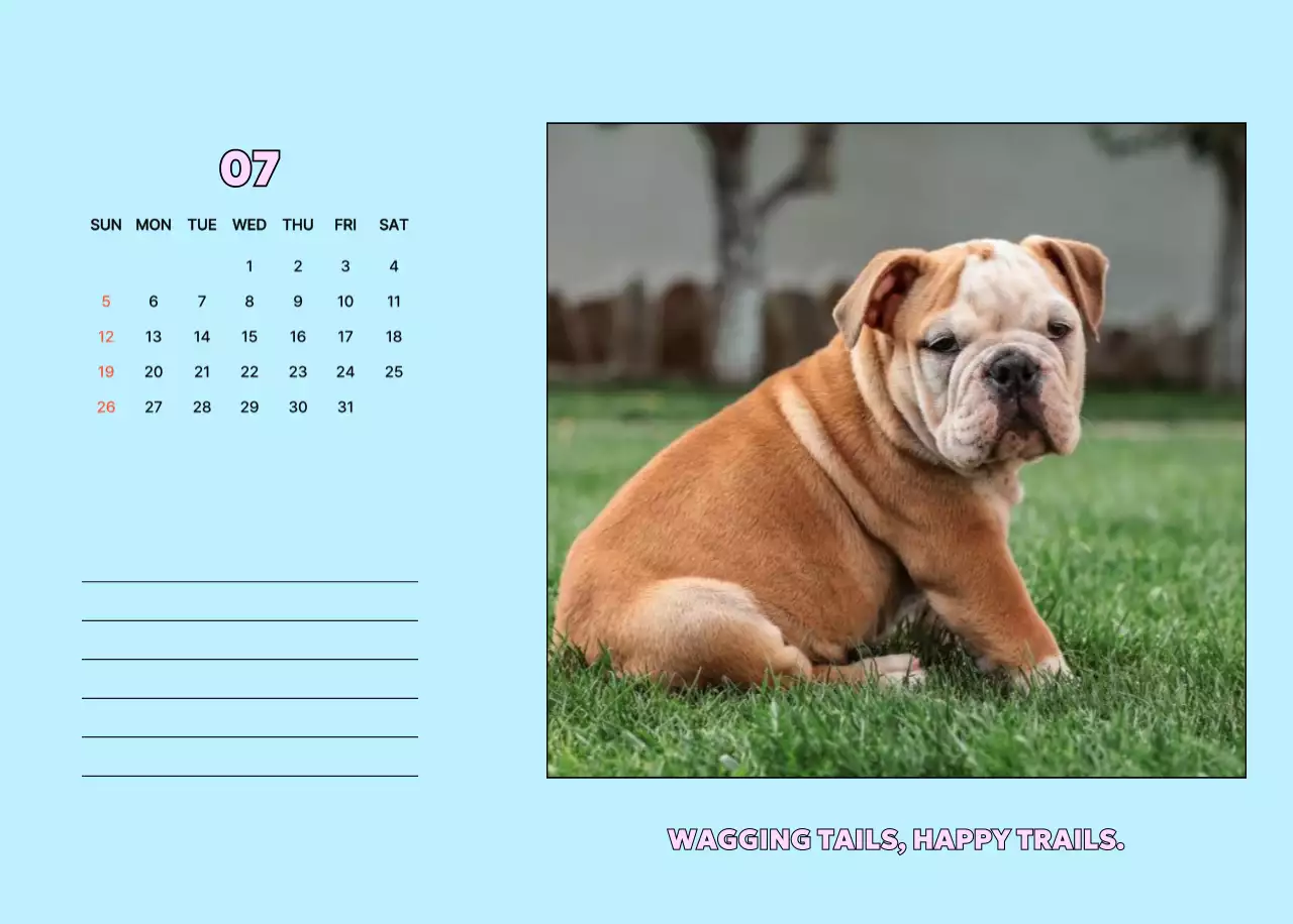 아이보리 아기자기한 강아지 달력